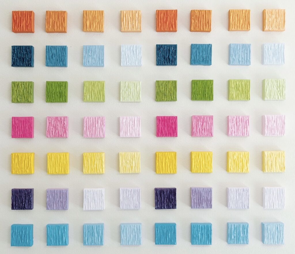 Living in colors - Composition of 56 paintings, 2023 Daniela Pasqualini