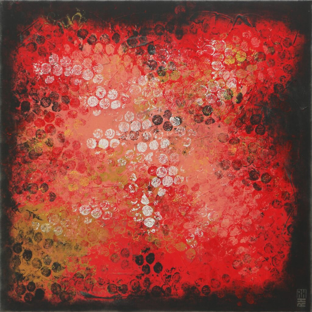 Boiling bubbles red square by Ronald Hunter