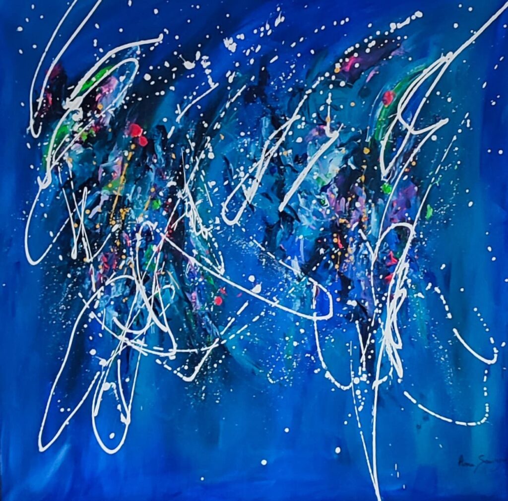 Art water - Grand tableau bleu - Âme Sauvage