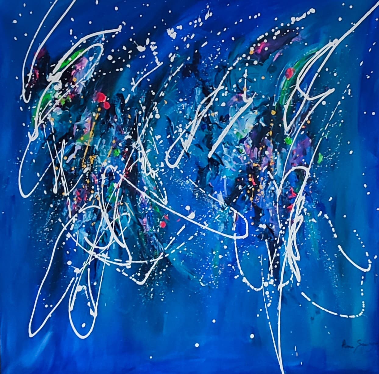 Art water - Grand tableau bleu - Âme Sauvage