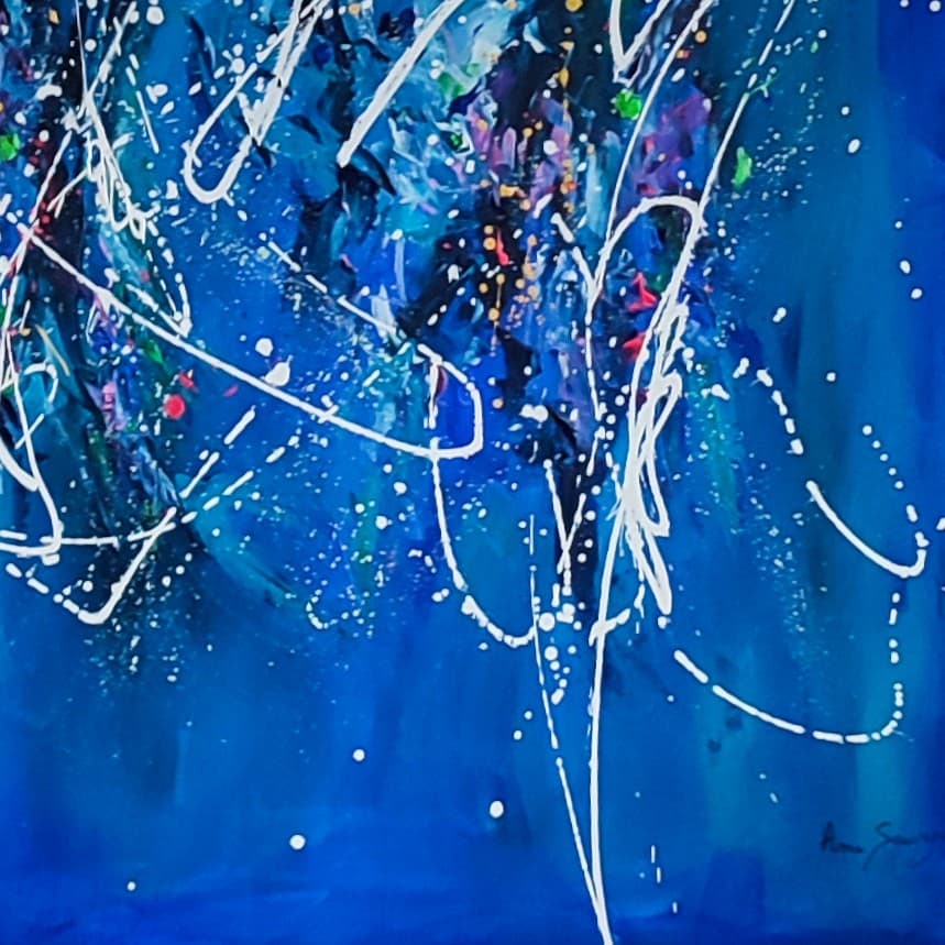 Art water - Grand tableau bleu - Âme Sauvage