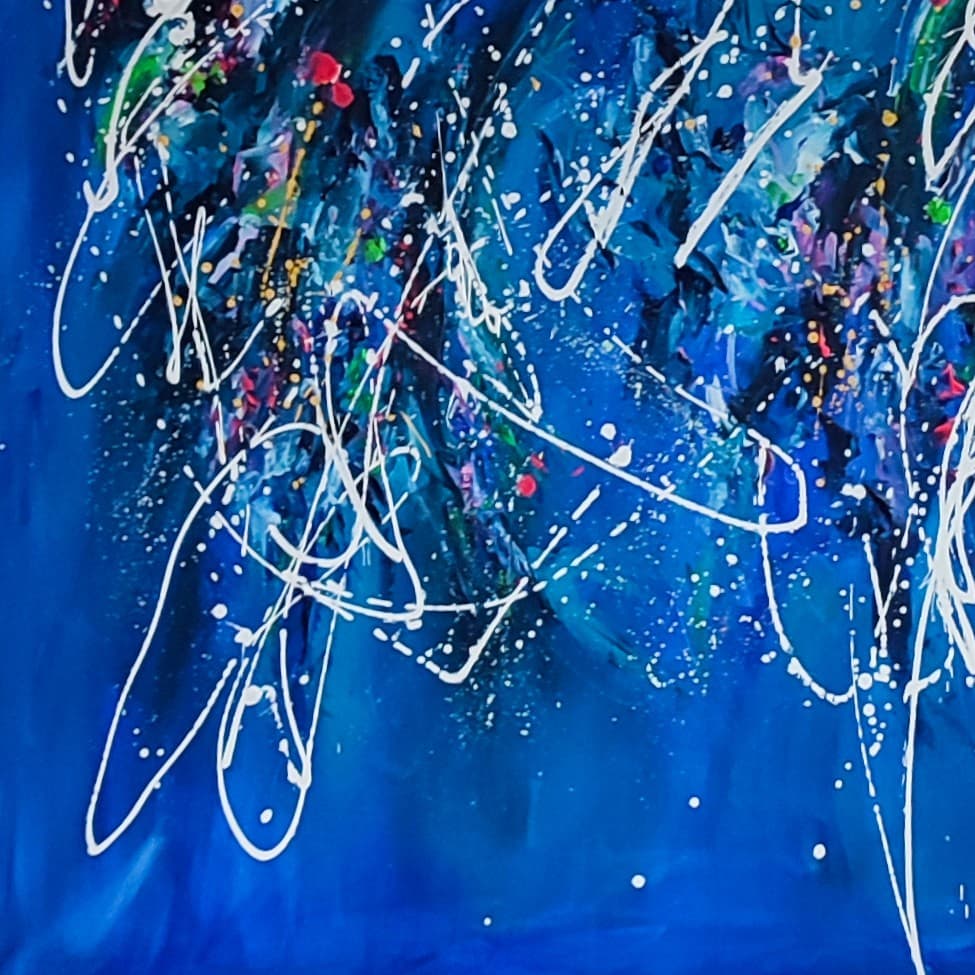 Art water - Grand tableau bleu - Âme Sauvage