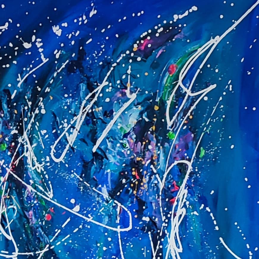 Art water - Grand tableau bleu - Âme Sauvage
