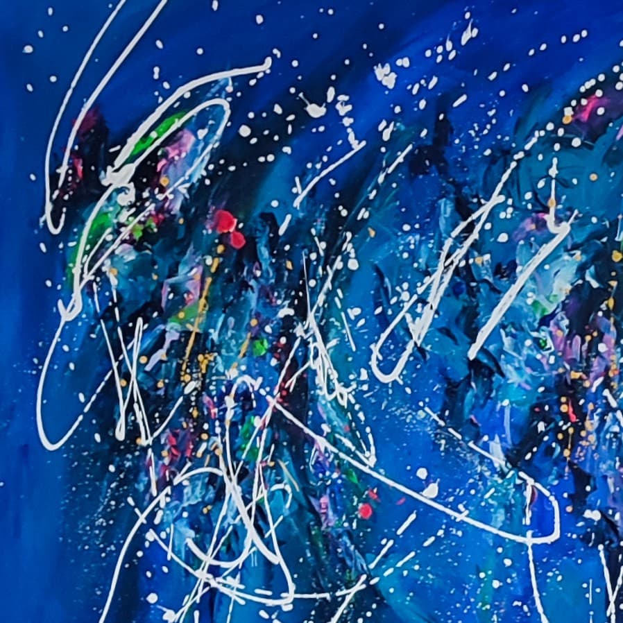 Art water - Grand tableau bleu - Âme Sauvage