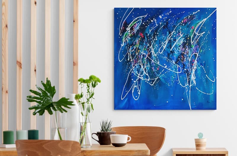 Art water - Grand tableau bleu - Âme Sauvage