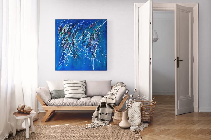 Art water - Grand tableau bleu - Âme Sauvage