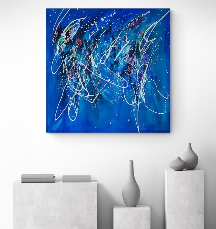 Art water - Grand tableau bleu - Âme Sauvage