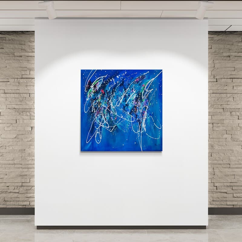 Art water - Grand tableau bleu - Âme Sauvage
